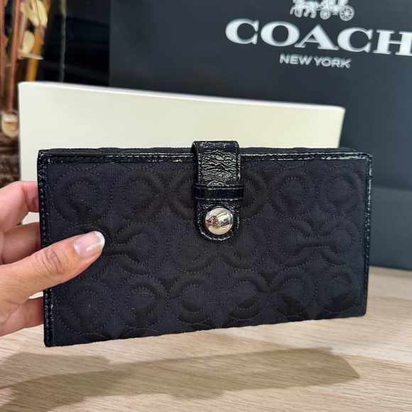 Vintage Coach Canvas Embroidered C Clutch Large Wallet New in Box - Picture 5 of 12